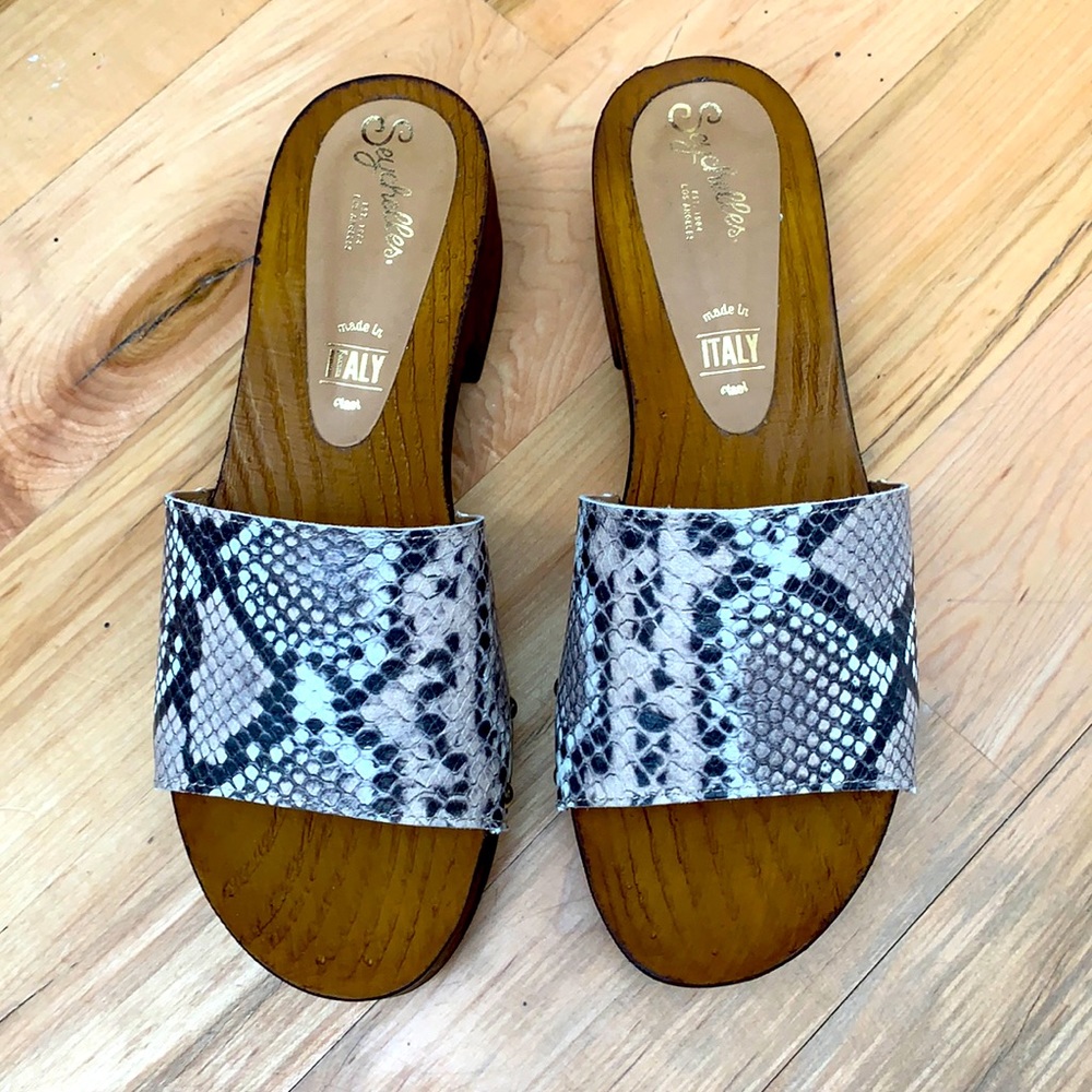 Wood and leather wedge. Made in Italy - Seychelles